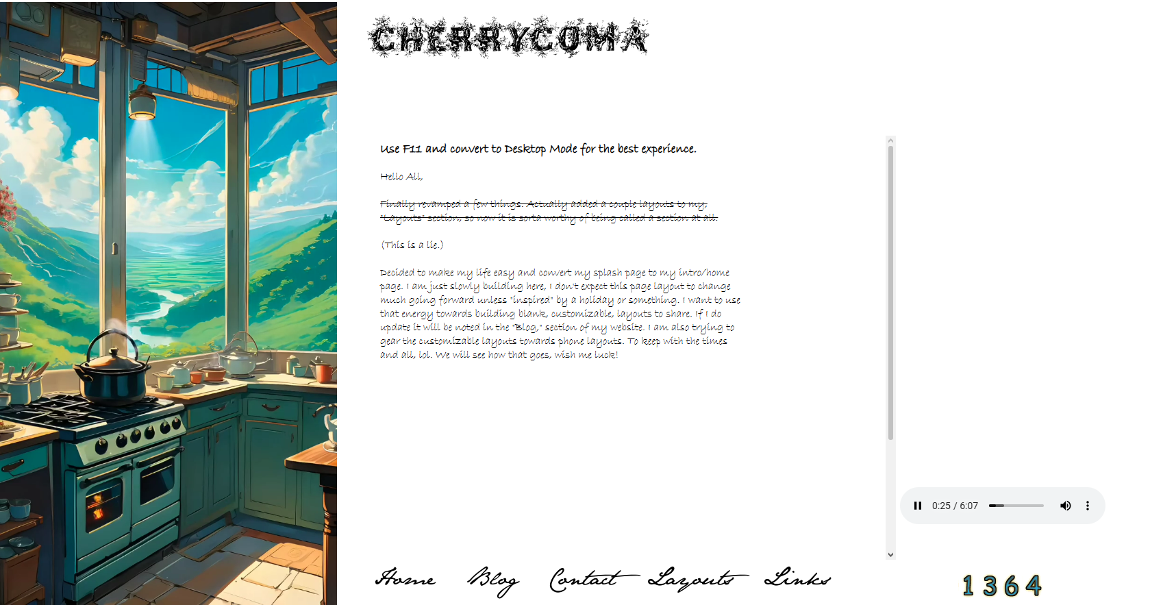 Cherry Coma Website Layout Version 2.0